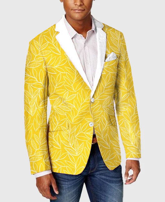 Men's Single-Row Two-button Plaid Blazer
