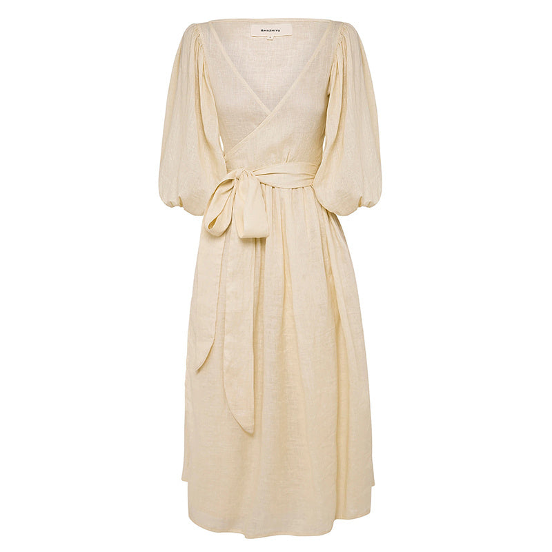 Style Waist-Tie Puff Sleeve Dress