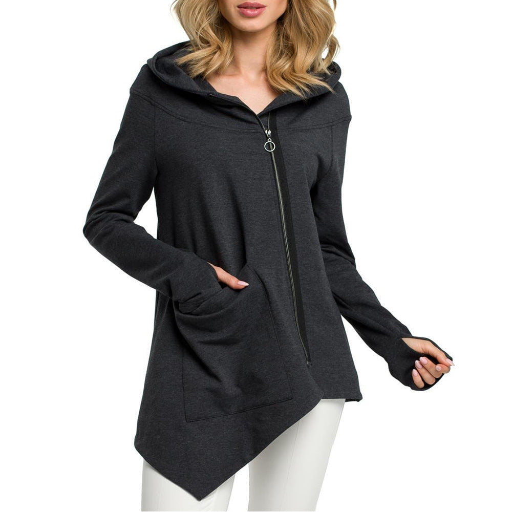 Diagonal zip sweatshirt