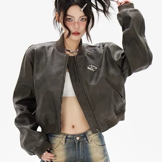 Jacket Baseball Uniform Baggy Coat For Women
