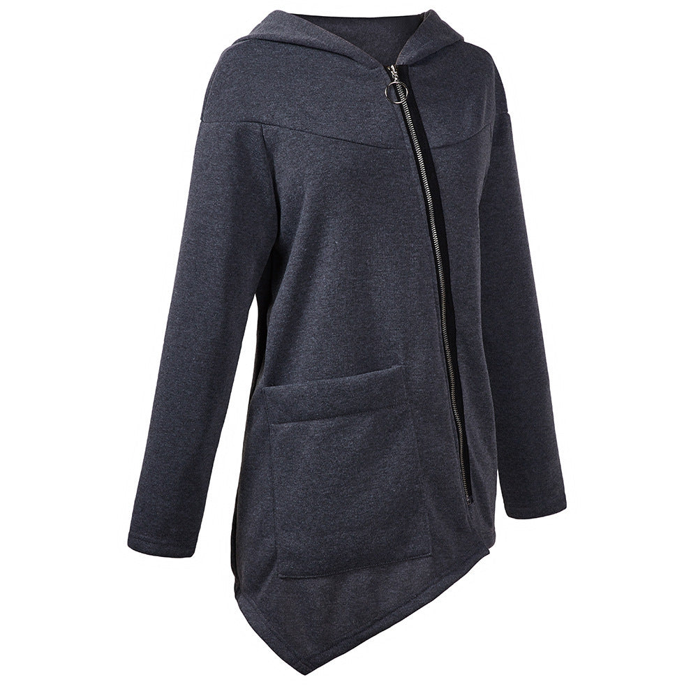 Diagonal zip sweatshirt