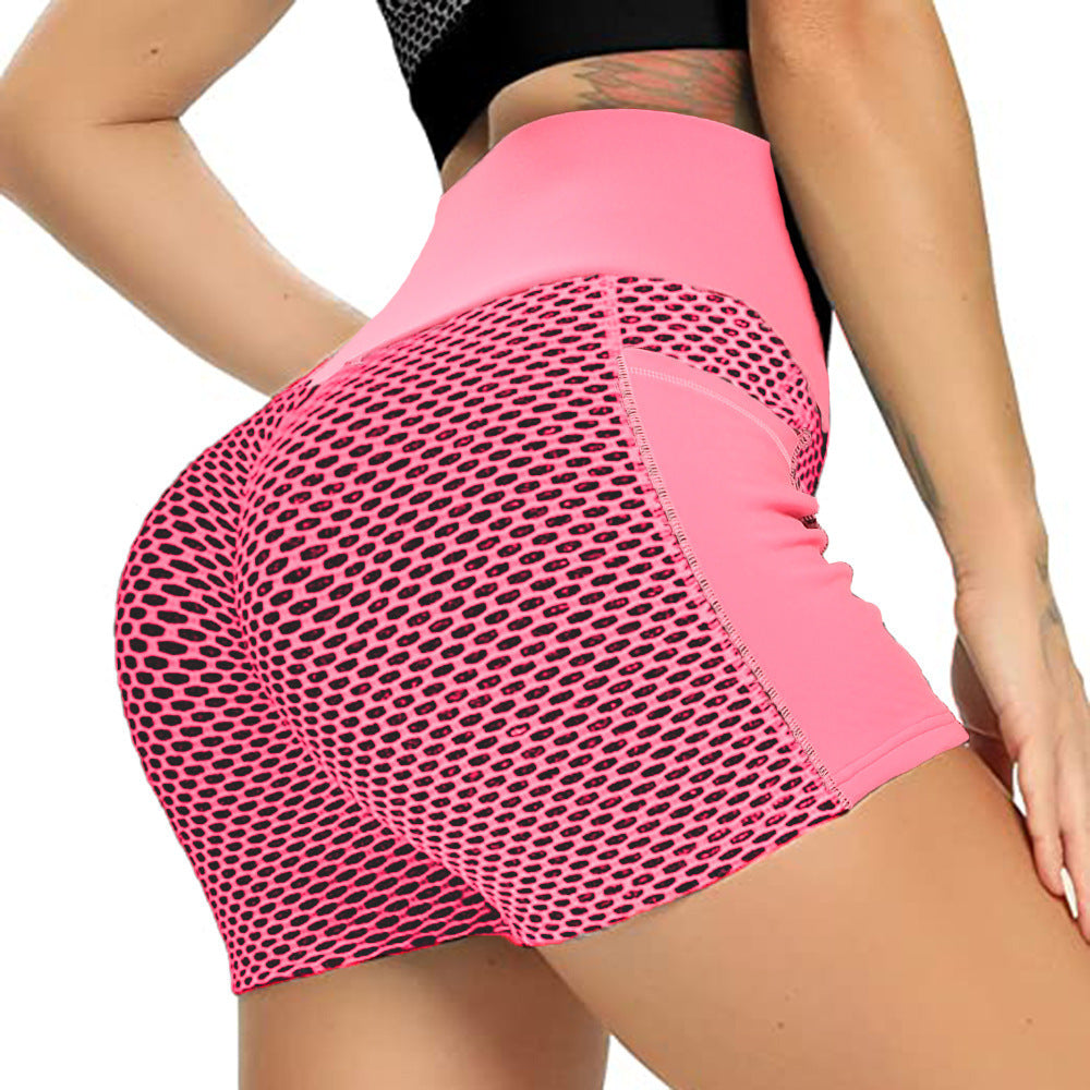Honeycomb Jacquard Yoga Shorts With Pockets