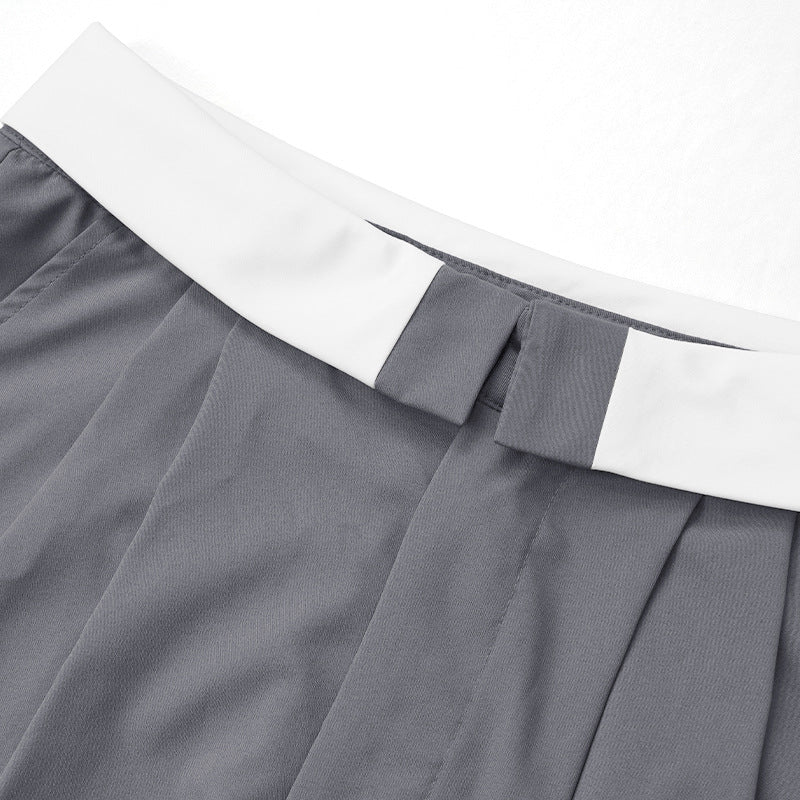 Contrast Color Vest Wide-leg Suit Pants