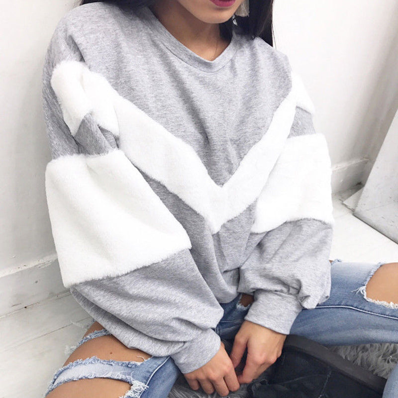 V-shaped plus sleeves fight wool sweater