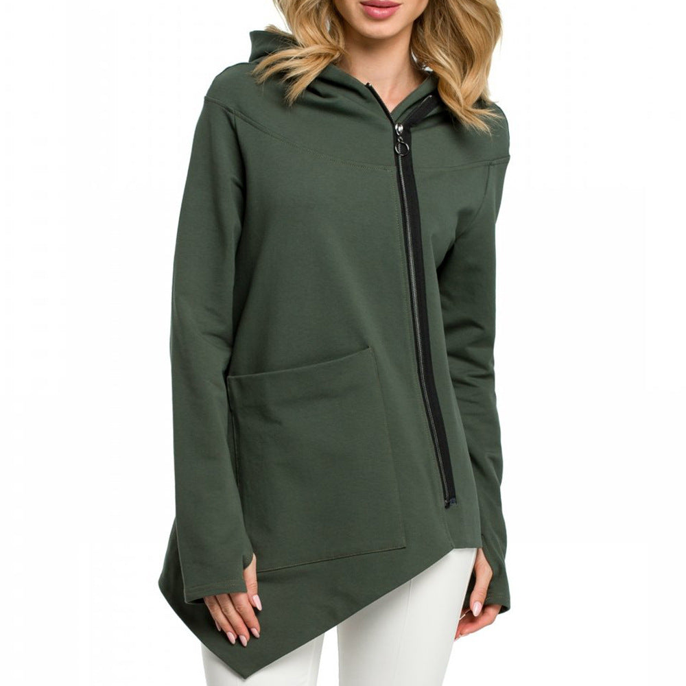 Diagonal zip sweatshirt