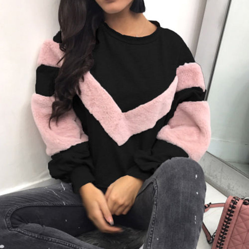 V-shaped plus sleeves fight wool sweater
