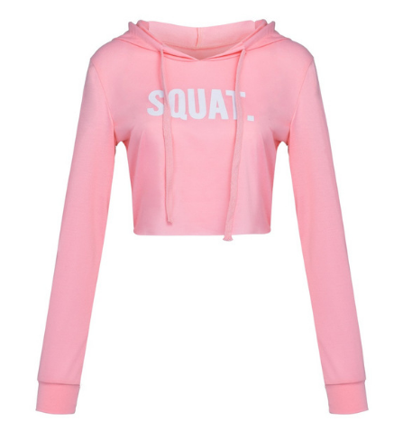 Women Fashion Active Long Sleeve Crop Top Hoodies