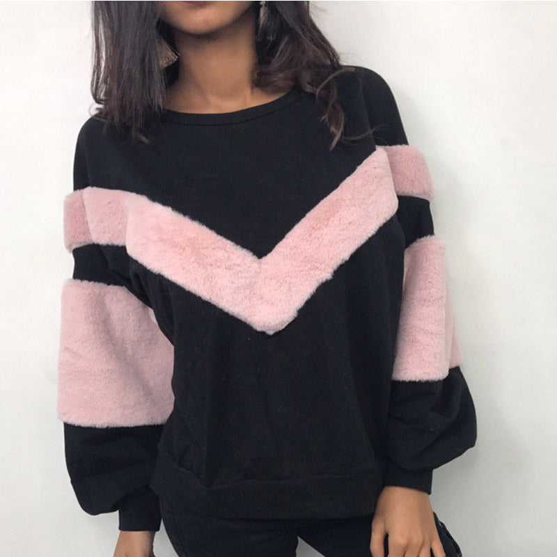 V-shaped plus sleeves fight wool sweater
