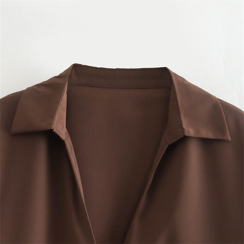 Short Silk Satin Shirt For Women