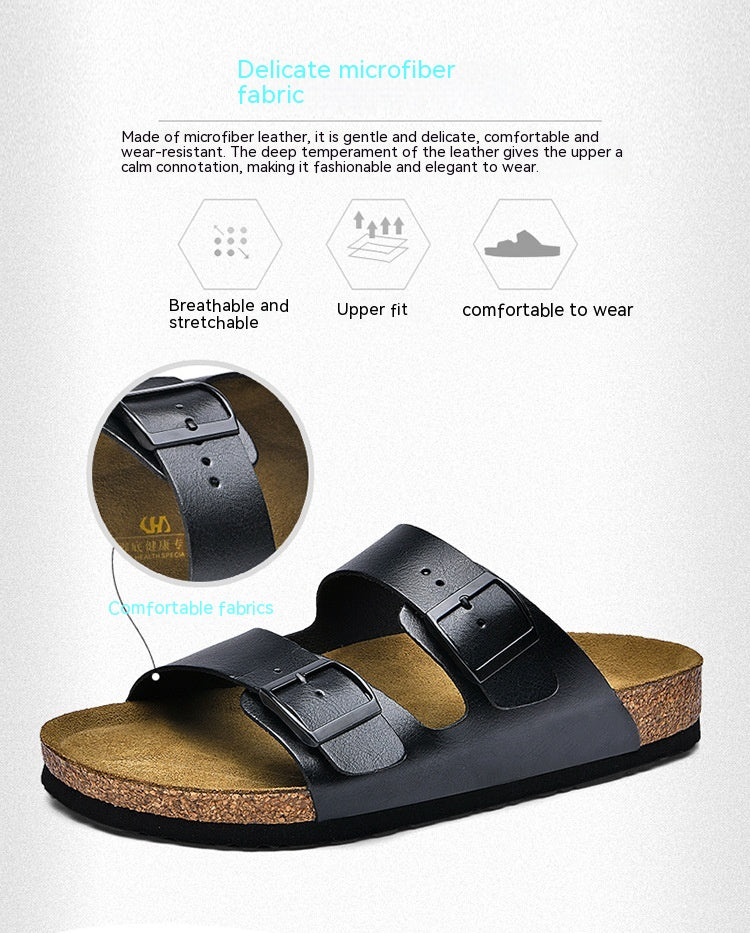 Leather Surface Boken Slippers