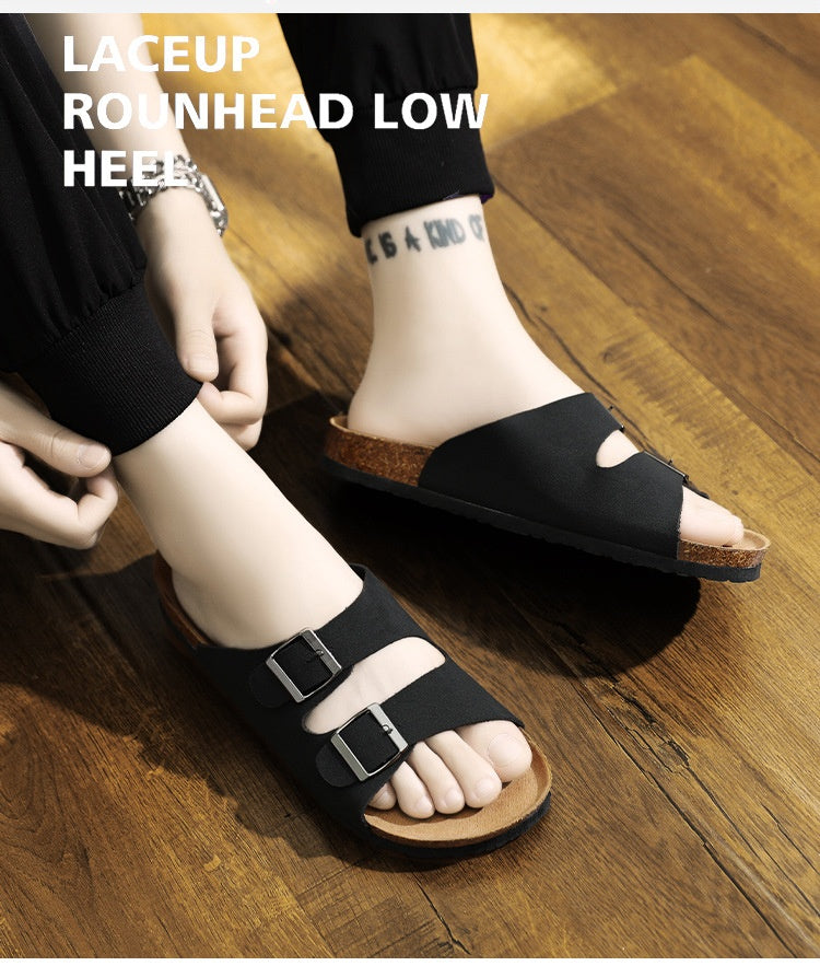 Leather Surface Boken Slippers