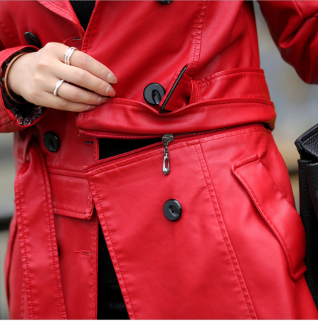 Slim-Fit Leather Trench Coatrench