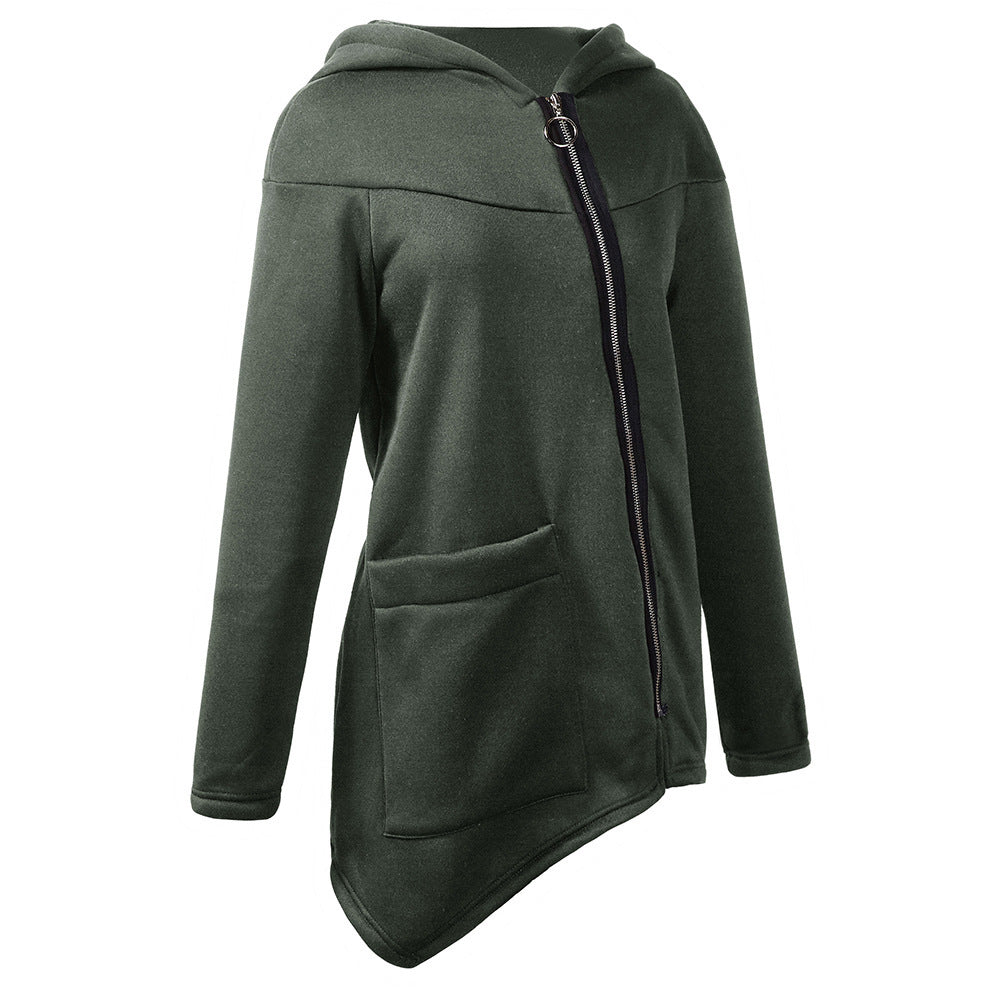 Diagonal zip sweatshirt