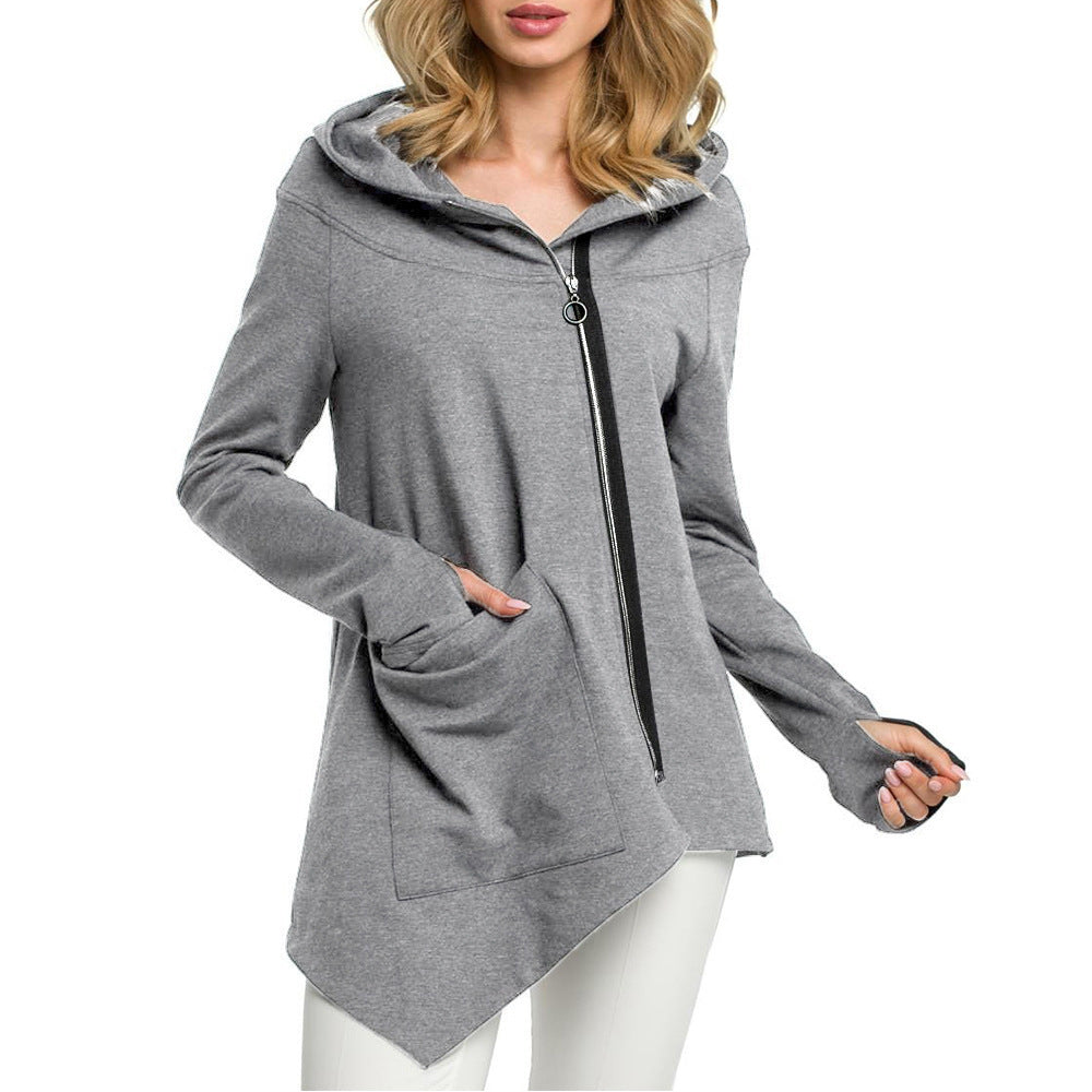 Diagonal zip sweatshirt