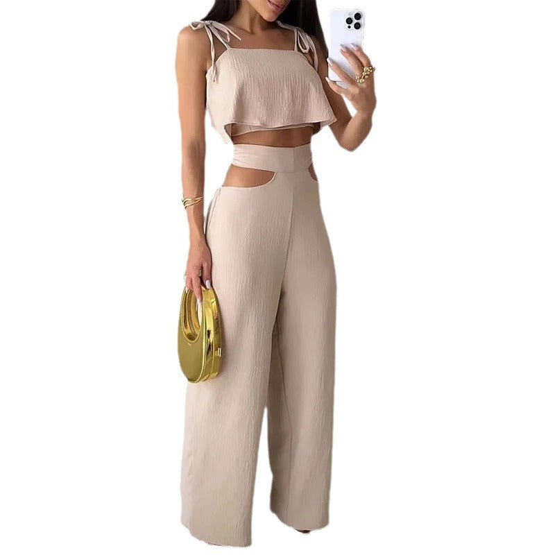 Casual Hollow-Out Trousers Suit