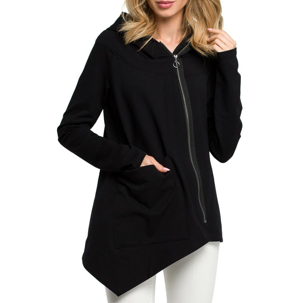 Diagonal zip sweatshirt