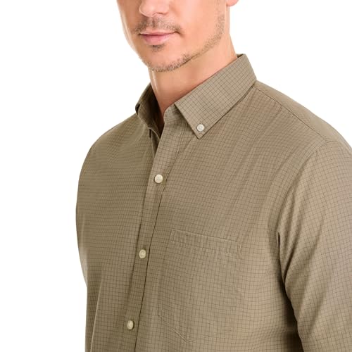 Van Heusen Men's Wrinkle Free Short Sleeve Button Down Check Shirt, Aluminum Minicheck, Large