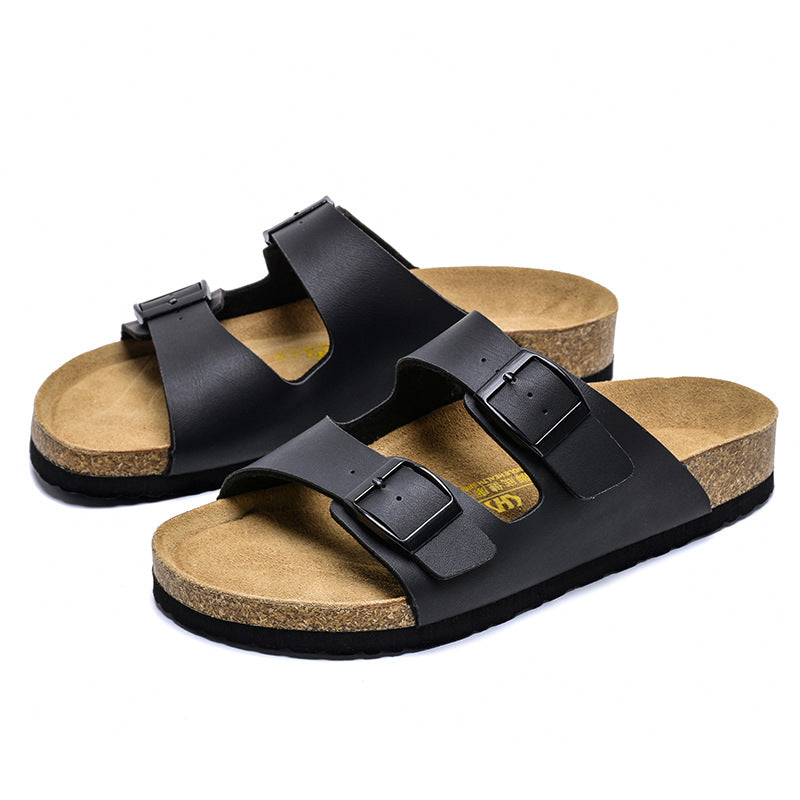 Leather Surface Boken Slippers
