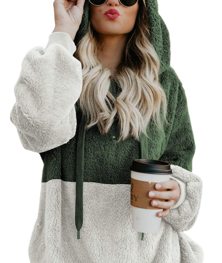 Women Casual Plush Zipper Warm Loose Hoodies