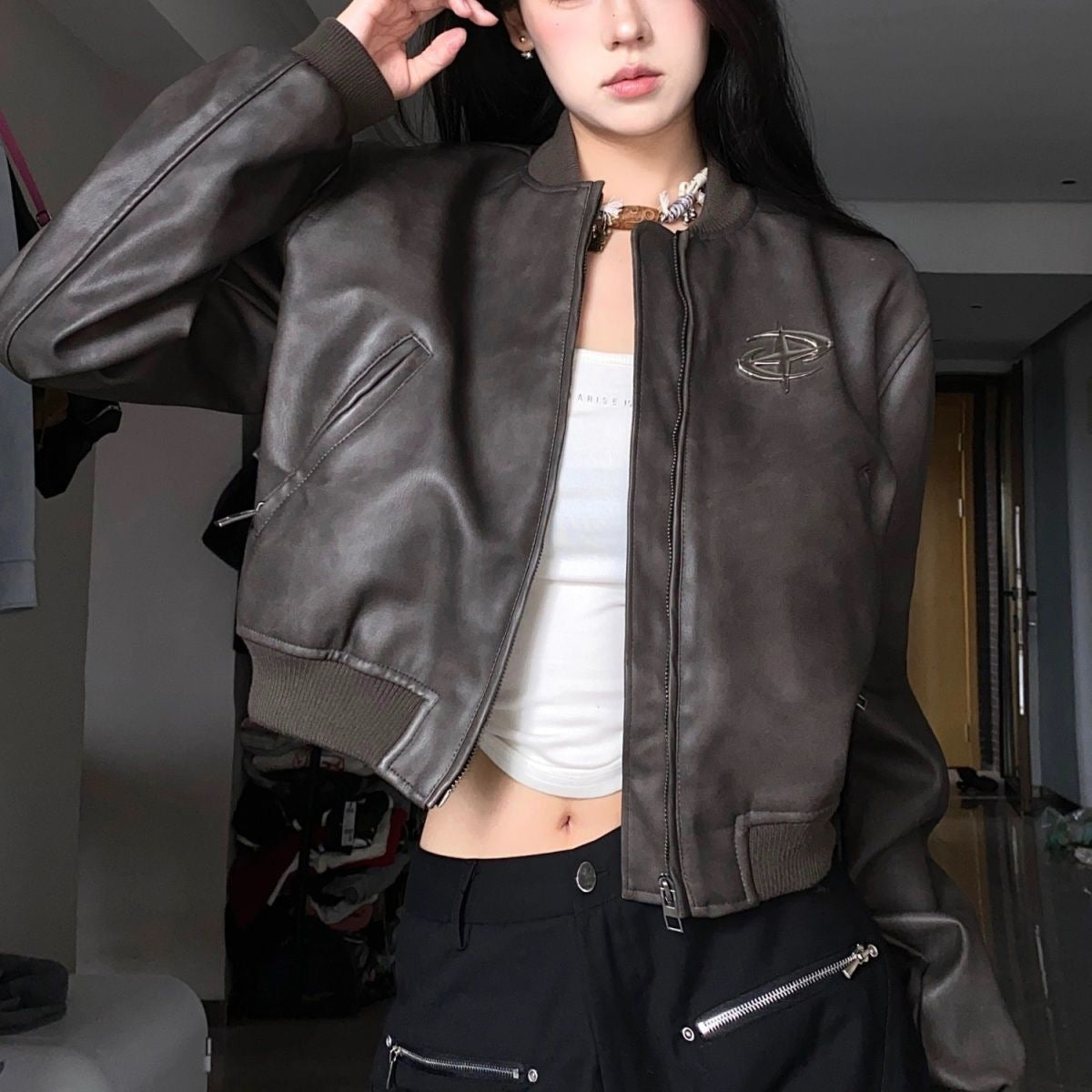 Jacket Baseball Uniform Baggy Coat For Women