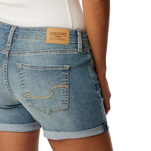 Signature by Levi Strauss & Co. Gold Women's Mid-Rise Slim Shorts (Available in Plus Size) Shorts, -Blue Ice, 16