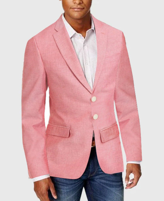 Men's Single-Row Two-button Plaid Blazer