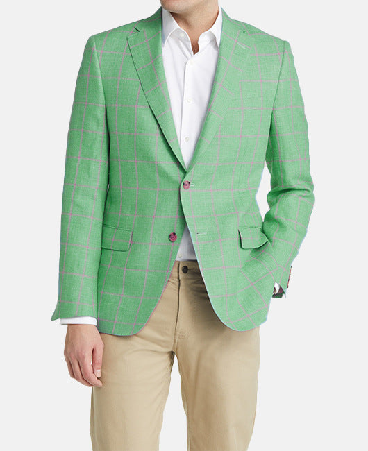 Men's Single-Row Two-button Plaid Blazer