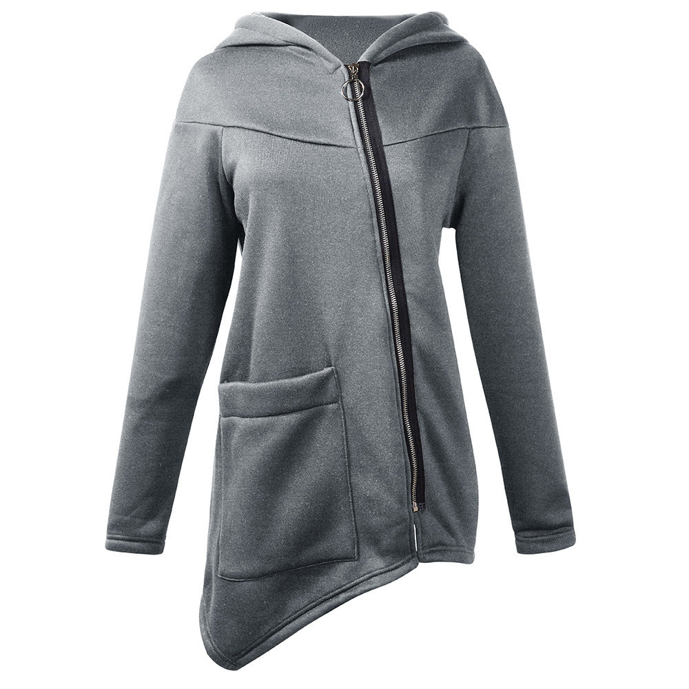 Diagonal zip sweatshirt