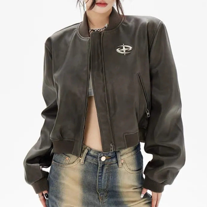 Jacket Baseball Uniform Baggy Coat For Women