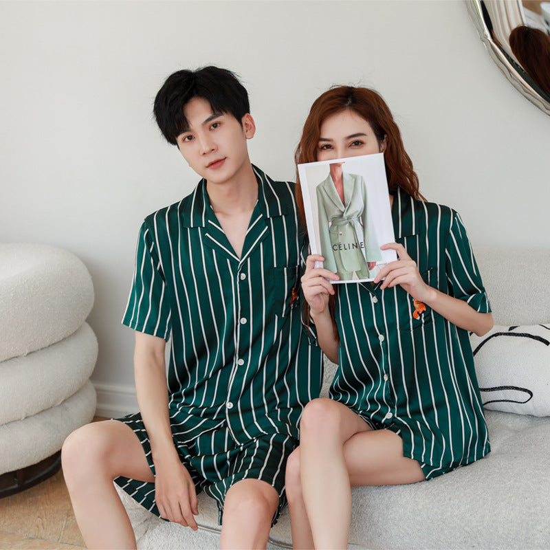 Summer Ice Silk Fashion Short Sleeved Pajama sets