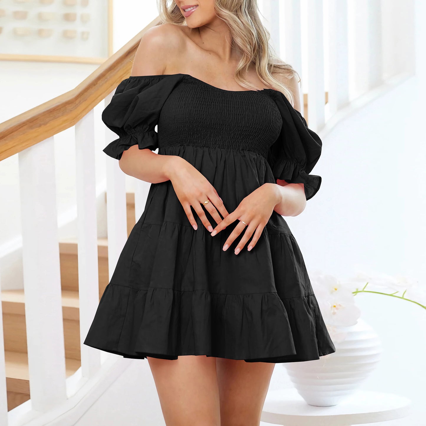 Sexy Ruffled Tiered Dress Slim-fit Temperament