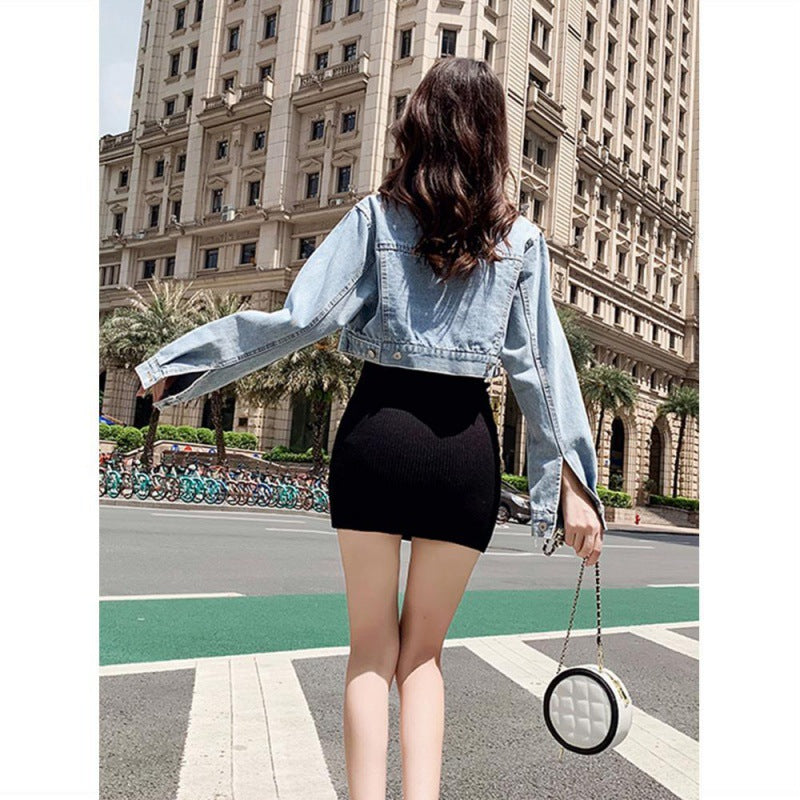 Women's Cropped High Waist Denim Jacket
