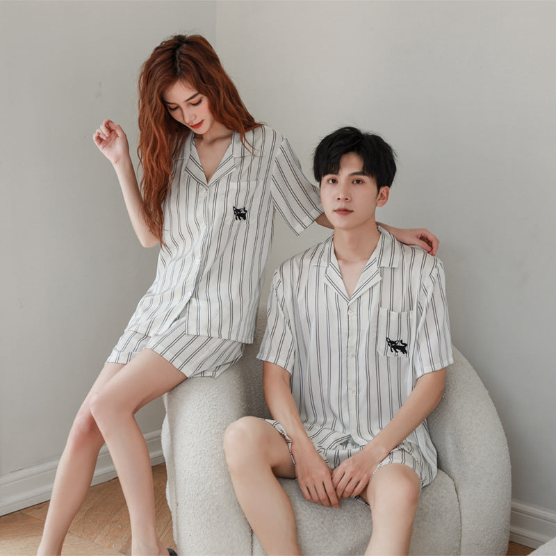 Summer Ice Silk Fashion Short Sleeved Pajama sets