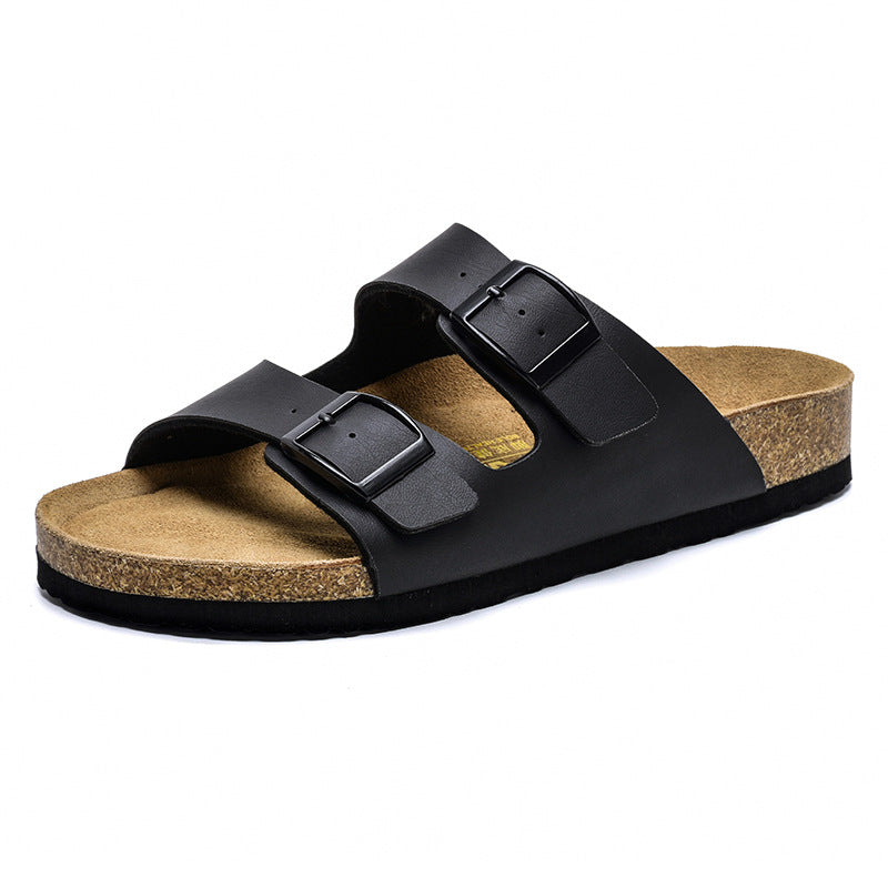 Leather Surface Boken Slippers