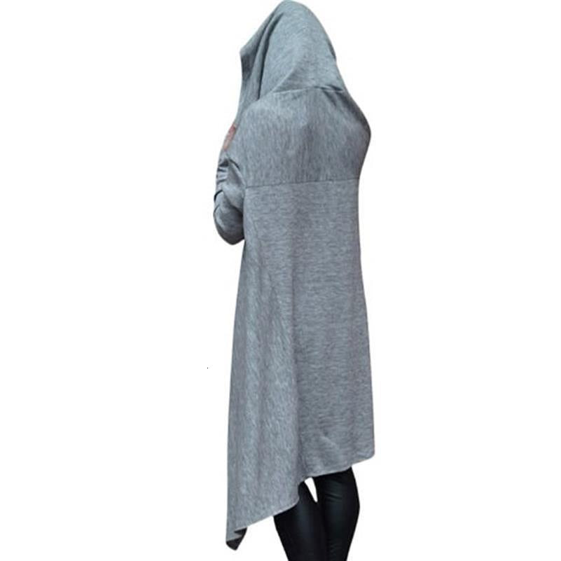 Women Long Irregular Sweats Print Hoodies