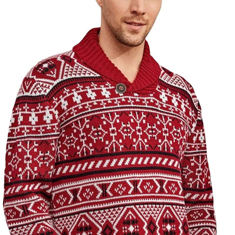 Christmas Elk Lapel Knitted Sweater