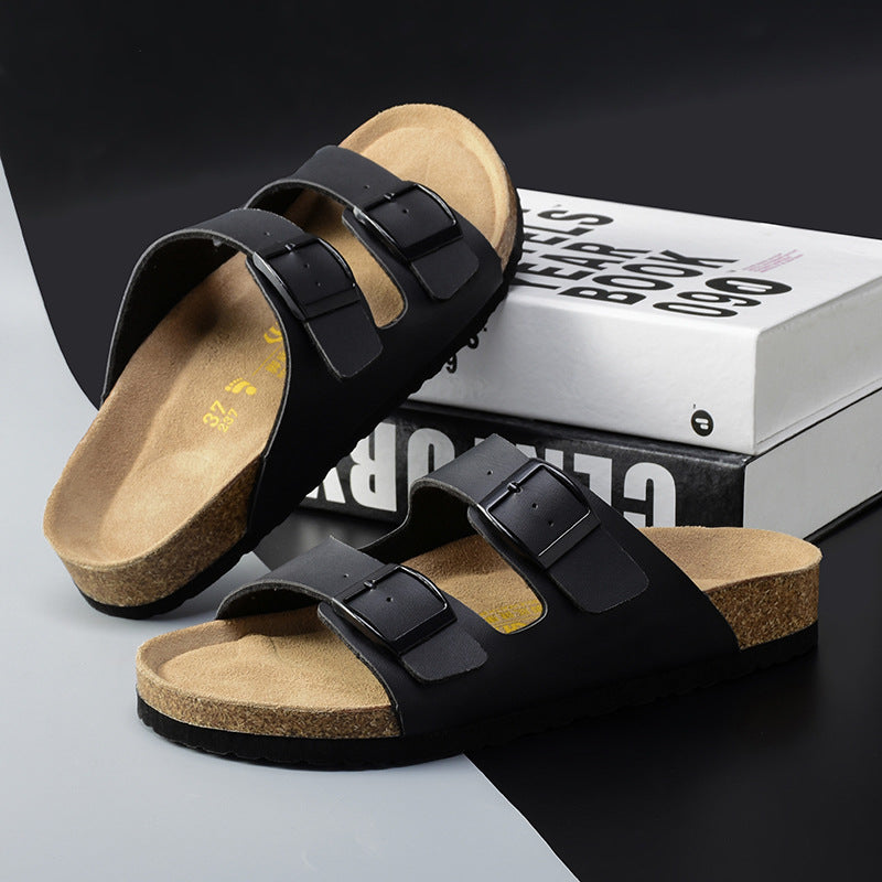 Leather Surface Boken Slippers