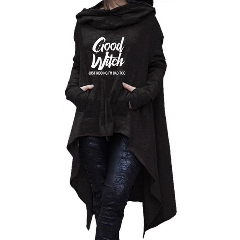Women Long Irregular Sweats Print Hoodies