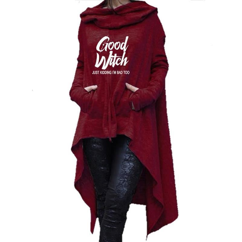 Women Long Irregular Sweats Print Hoodies