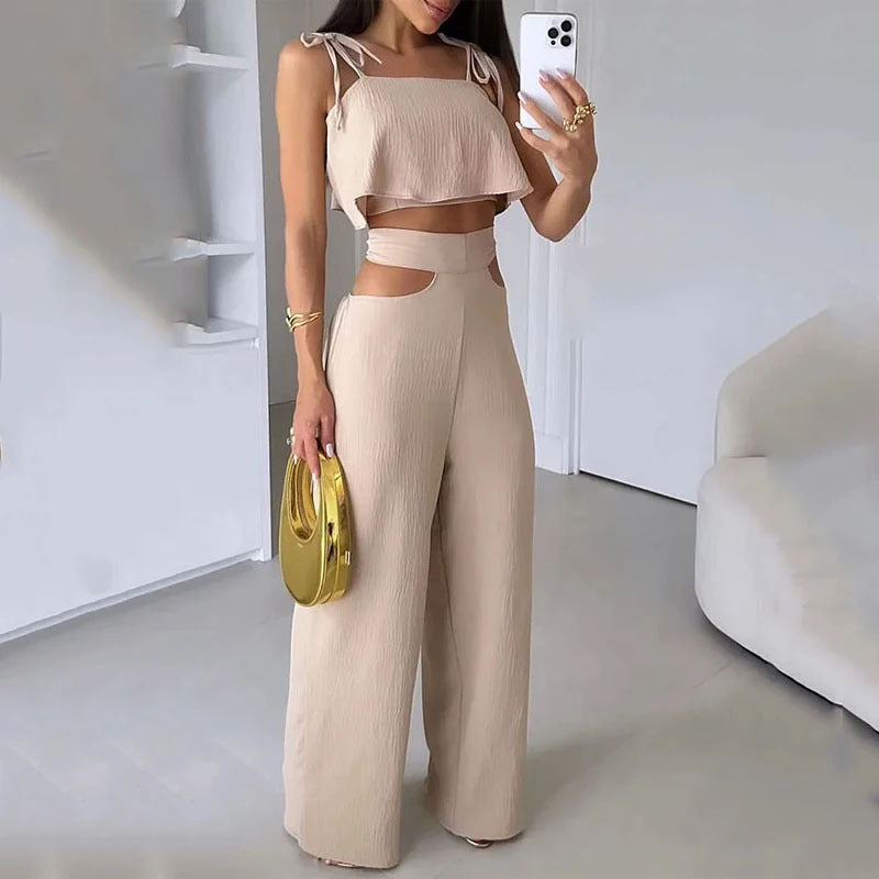 Casual Hollow-Out Trousers Suit