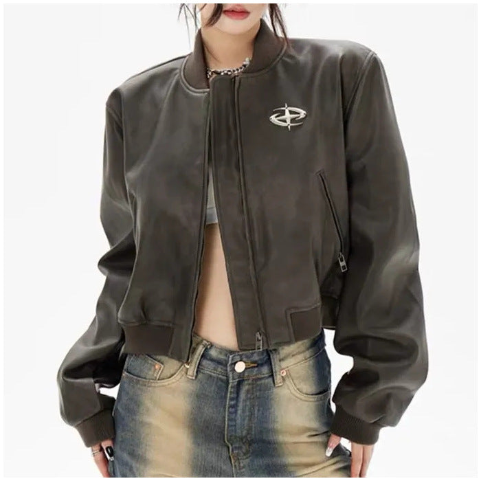 Jacket Baseball Uniform Baggy Coat For Women