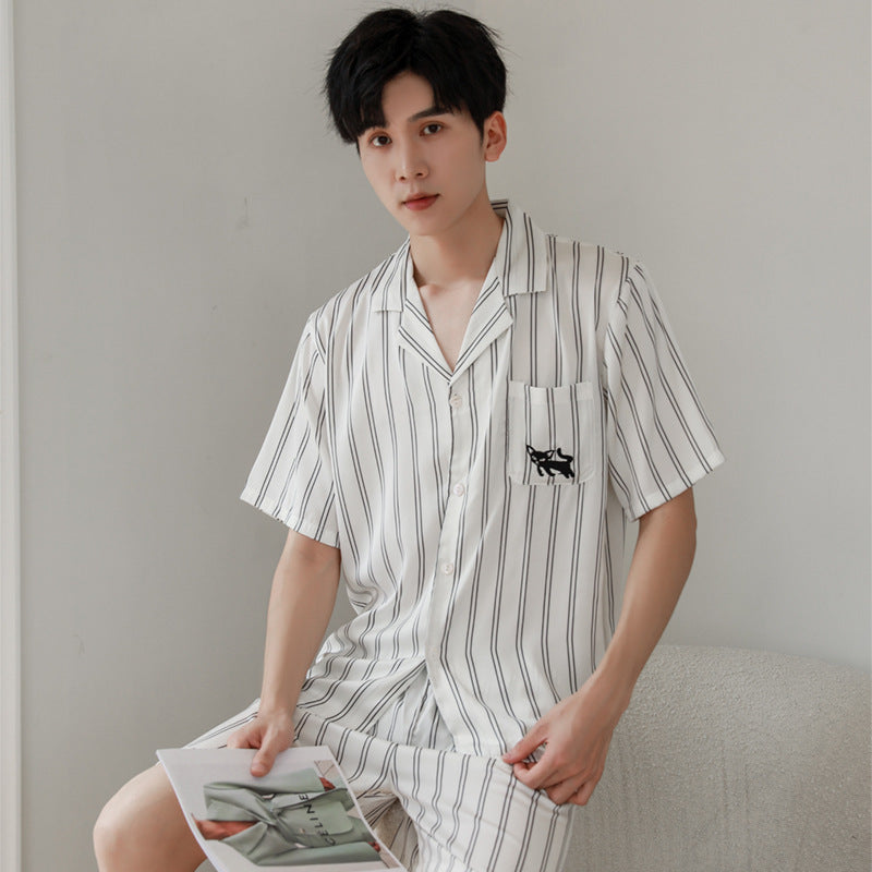 Summer Ice Silk Fashion Short Sleeved Pajama sets
