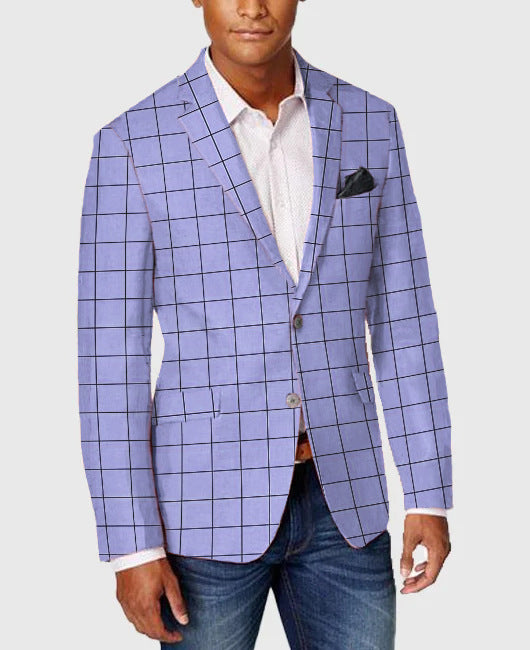 Men's Single-Row Two-button Plaid Blazer