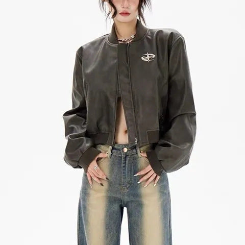 Jacket Baseball Uniform Baggy Coat For Women