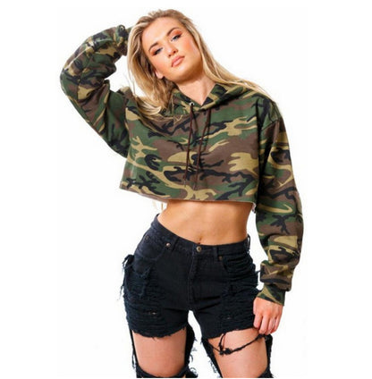 Camouflage  crop Short hoodies
