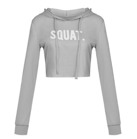 Women Fashion Active  Long Sleeve Crop Top Hoodies