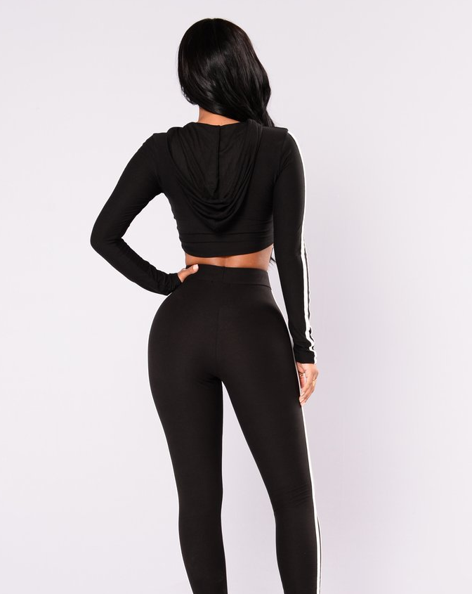 Ladies Crop Top Hoodies With Sweatshirt Pants Sets