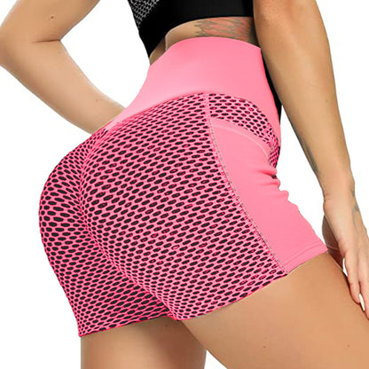 Honeycomb Jacquard Yoga Shorts  With Pockets