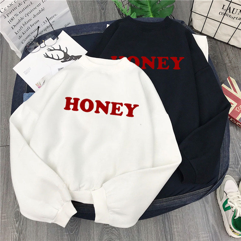Winter Honey Print Hoodies For  Women