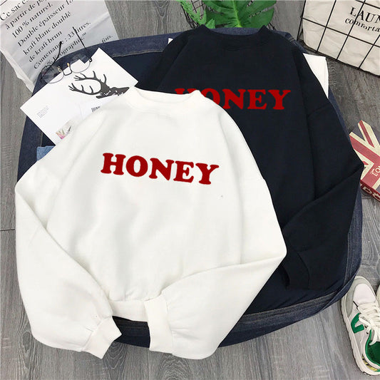 Winter Honey Print Hoodies For  Women